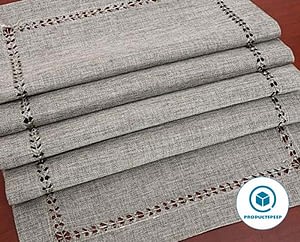Grelucgo Set of 4 Decorative Handmade Hemstitch Gray Dining Table Placemats