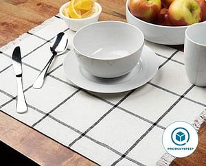 Sticky Toffee Yarn-Dyed Farmhouse Plaid Placemat for dining table Set