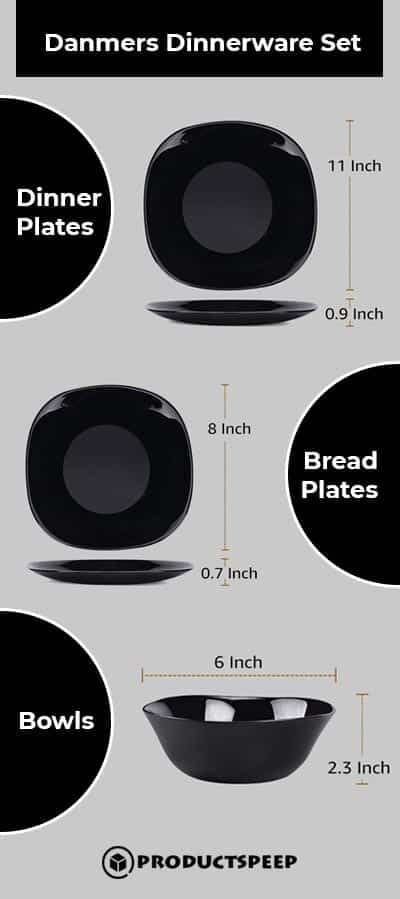 Black square Dinnerware Sets infographic