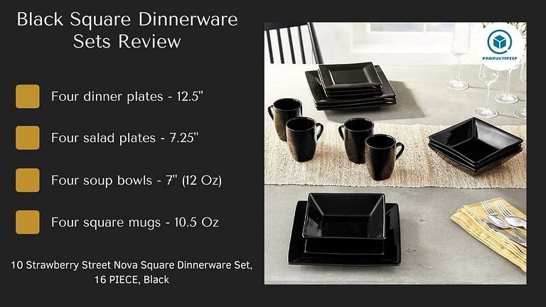 nova black square dinner set